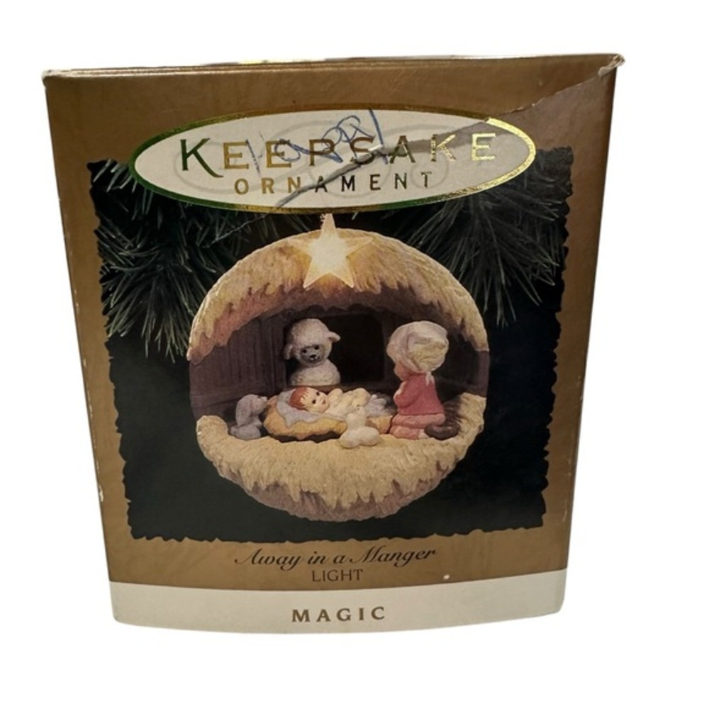 Hallmark Keepsake ‘Away In‎ A Manger’ Light Up Ornament 1994